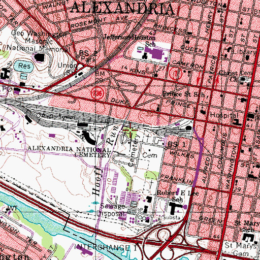 Topographic Map of Alexandria National Cemetery, VA