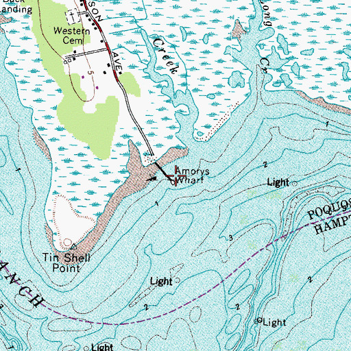 Topographic Map of Amorys Wharf, VA