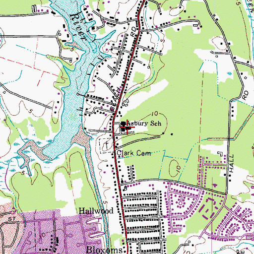 Topographic Map of Asbury Elementary School, VA