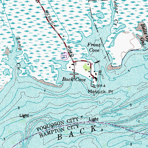 Topographic Map of Back Cove, VA