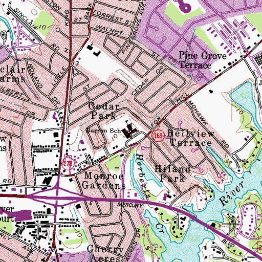 Topographic Map of Barron Elementary School, VA