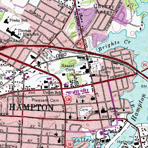 Topographic Map of Basset Cemetery, VA