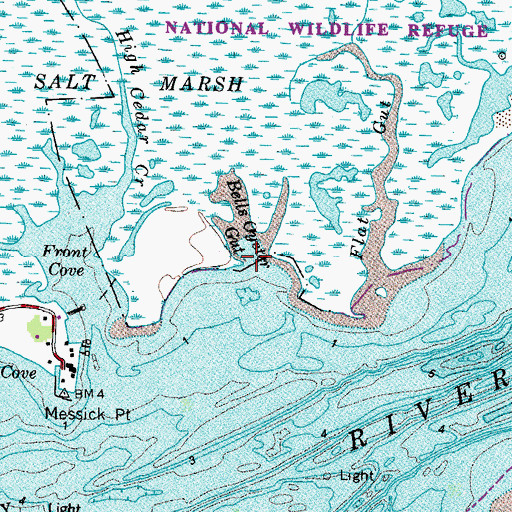 Topographic Map of Bells Oyster Gut, VA