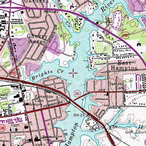Topographic Map of Brights Creek, VA