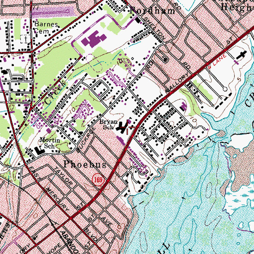 Topographic Map of Bryan Elementary School, VA