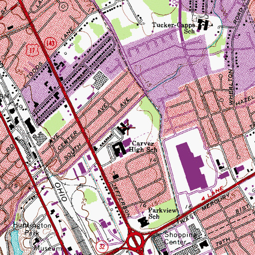 Topographic Map of Carver Elementary School, VA