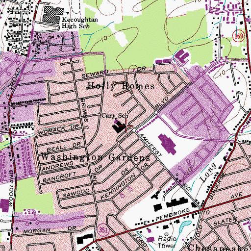 Topographic Map of John B Cary Elementary School, VA