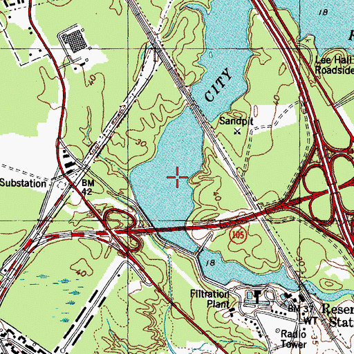 Topographic Map of City Reservoir, VA