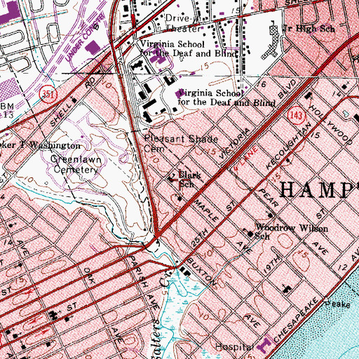 Topographic Map of N B Clark Elementary School, VA
