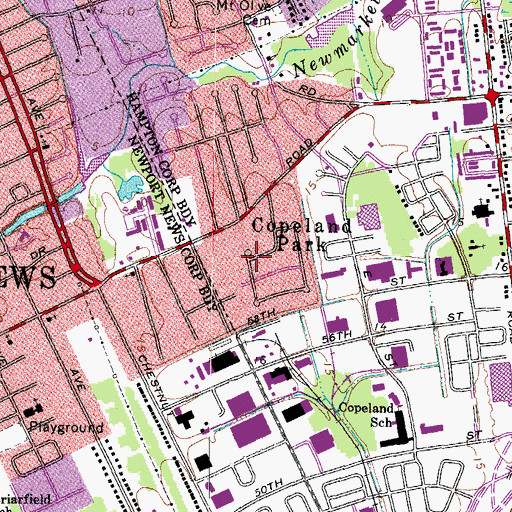 Topographic Map of Copeland Park, VA
