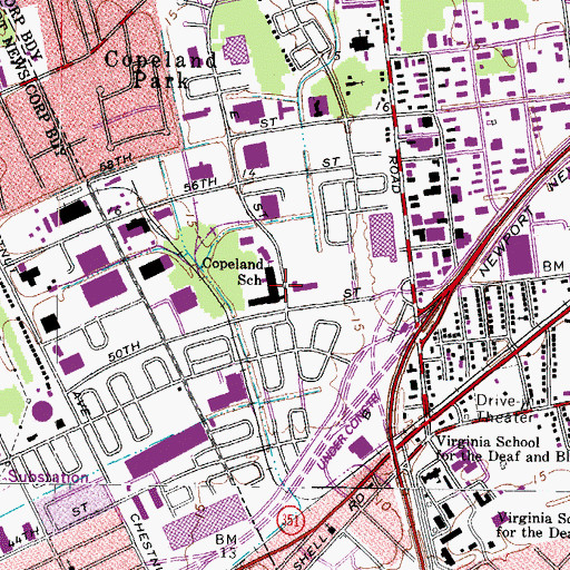 Topographic Map of Copeland Park Elementary School, VA