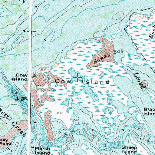 Topographic Map of Cow Island, VA