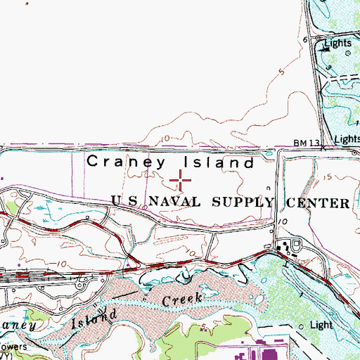 Topographic Map of Craney Island, VA