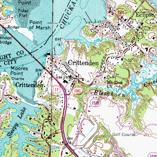 Topographic Map of Crittenden, VA