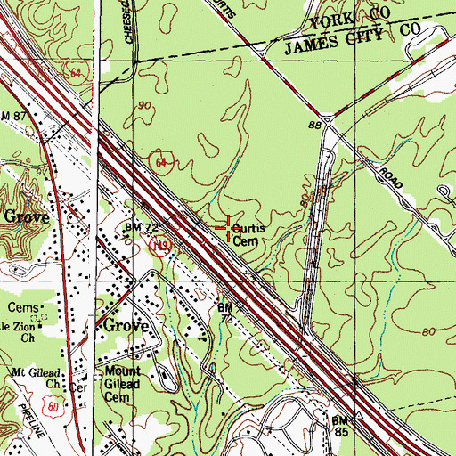 Topographic Map of Curtis Cemetery, VA
