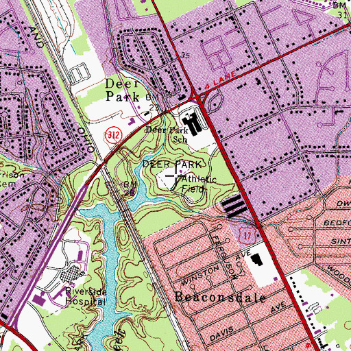 Topographic Map of Deer Park, VA