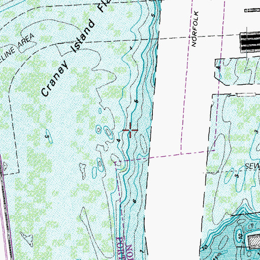 Topographic Map of Elizabeth River, VA
