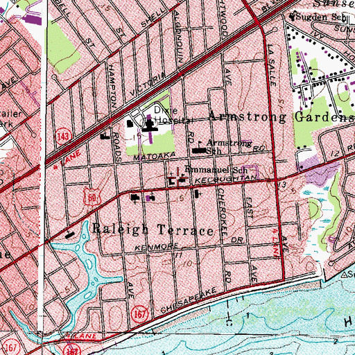 Topographic Map of Emmanuel Lutheran School, VA