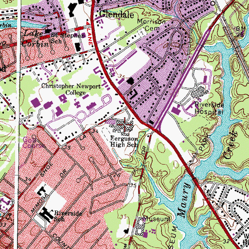 Topographic Map of Ferguson High School, VA