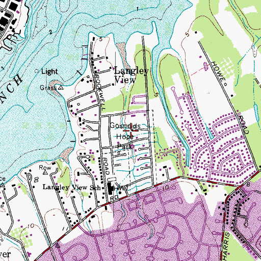 Topographic Map of Gosnolds Hope Park, VA