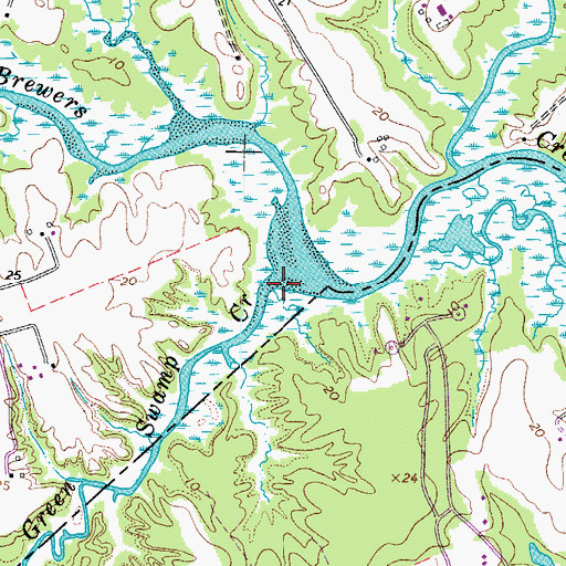 Topographic Map of Green Swamp Creek, VA