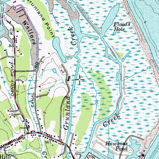 Topographic Map of Grunland Creek, VA