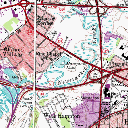 Topographic Map of Lake Hampton, VA