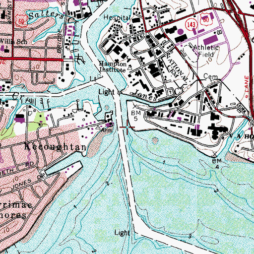 Topographic Map of Hampton River, VA