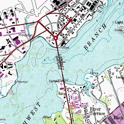Topographic Map of Langley Bridge, VA
