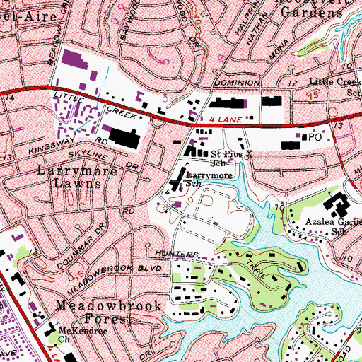 Topographic Map of Larrymore Elementary School, VA