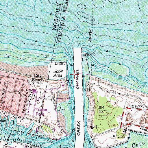 Topographic Map of Little Creek, VA