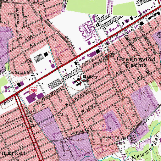Topographic Map of Francis Mallory Elementary School, VA