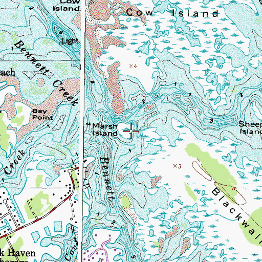 Topographic Map of Marsh Island, VA