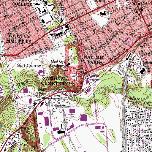 Topographic Map of Fredericksburg National Cemetery, VA