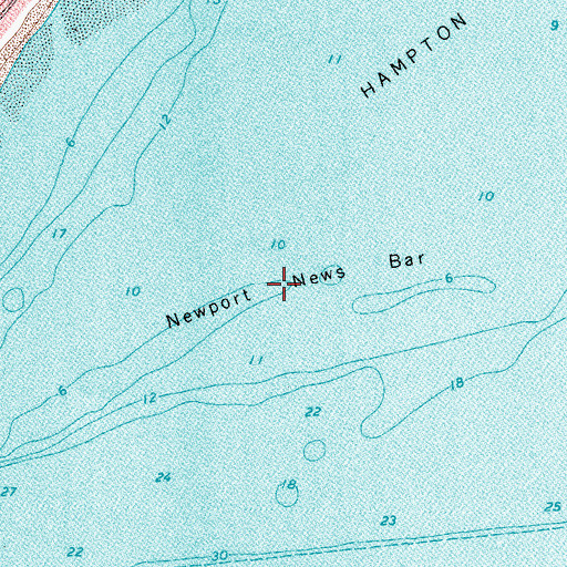 Topographic Map of Newport News Bar, VA