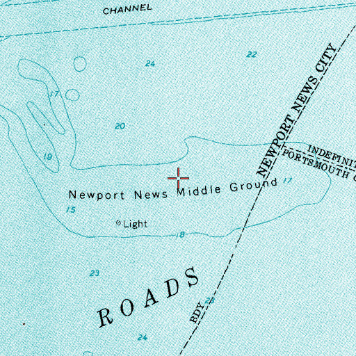 Topographic Map of Newport News Middle Ground, VA