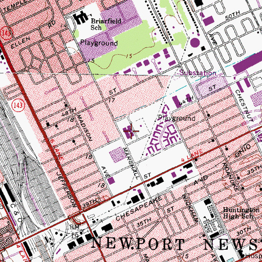 Topographic Map of Newsome Park Elementary School, VA