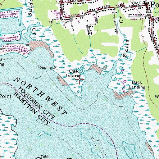 Topographic Map of Oak Island, VA