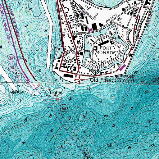 Topographic Map of Old Point Comfort, VA