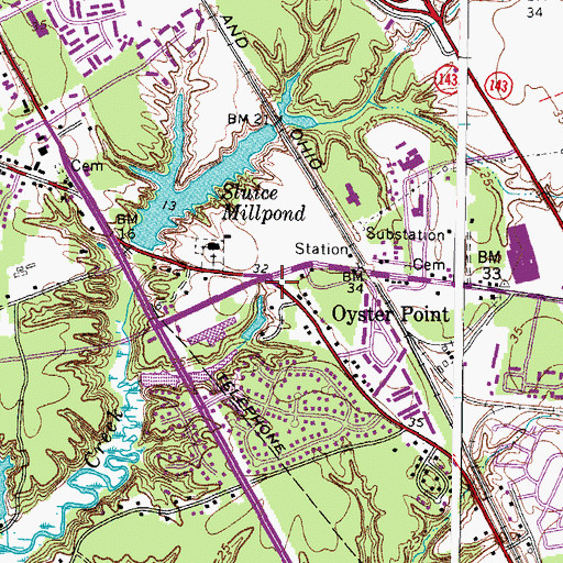 Topographic Map of Oyster Point, VA
