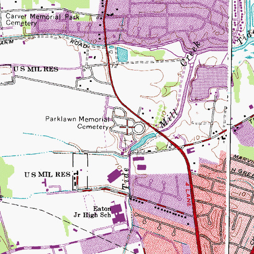Topographic Map of Parklawn Memorial Cemetery, VA