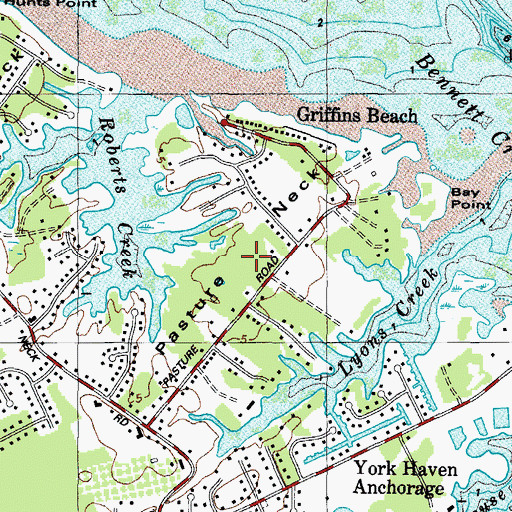 Topographic Map of Pasture Neck, VA