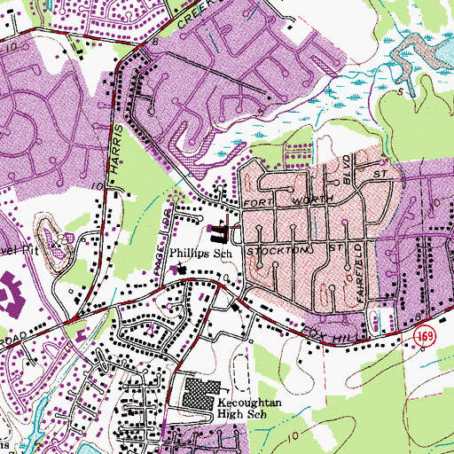 Topographic Map of Phillips Elementary School, VA