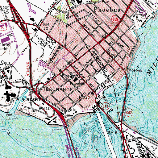 Topographic Map of Phoebus School, VA