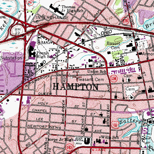 Topographic Map of Pleasant Cemetery, VA