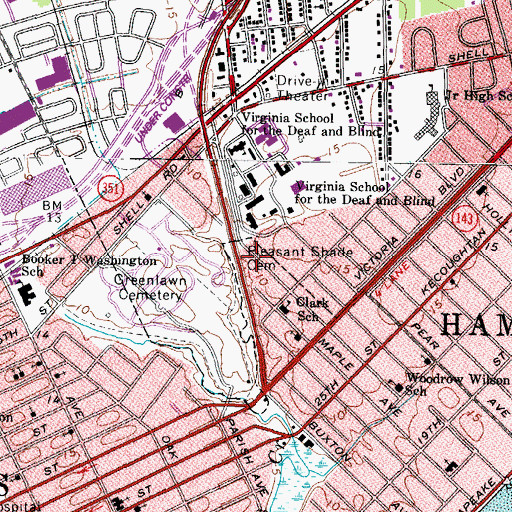 Topographic Map of Pleasant Shade Cemetery, VA