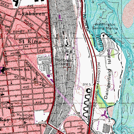 Topographic Map of Potomac Yards, VA