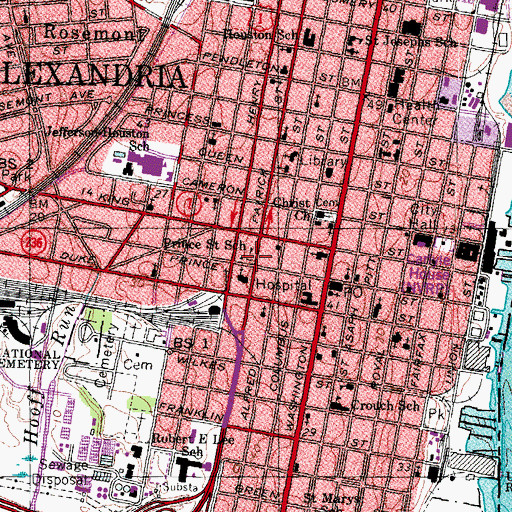 Topographic Map of Prince Street School, VA