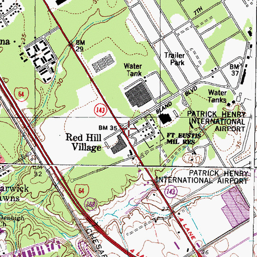 Topographic Map of Red Hill Village, VA