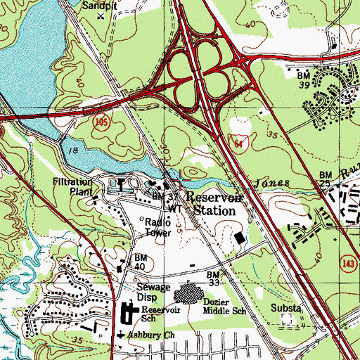 Topographic Map of Reservoir Station, VA